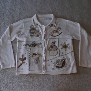 Vintage B. P. Design Ugly Christmas Winter Wonderland Cardigan